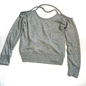 Victoria’s Sport long sleeve pullover top with thin shoulder strap size med grey